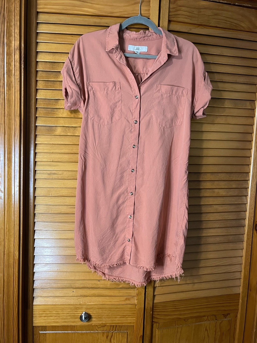 Thread & Supply Oversized Coral Shirt Dress